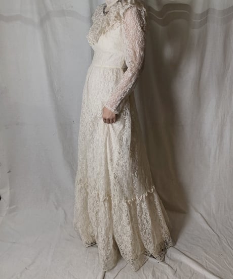 【USED】  USA Flower Patterned Lace Dress③/210429-035