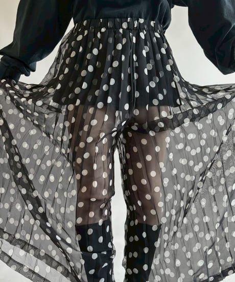 【USED】 Sheer Dot Pattern Pleats Pants /260418-005
