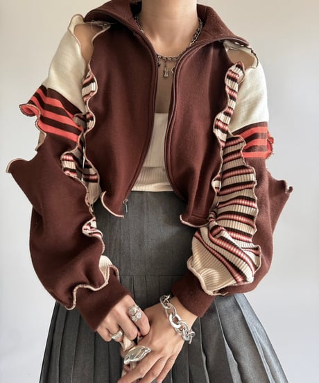 【RE;CIRCLE】 RE Mellow Zip Up Knit Top + Muffler  /  250123-001