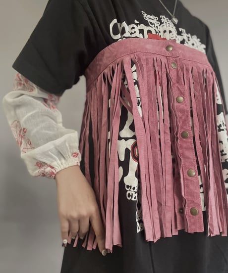【USED】 Suede Leather Skirt Pink / 230304-001