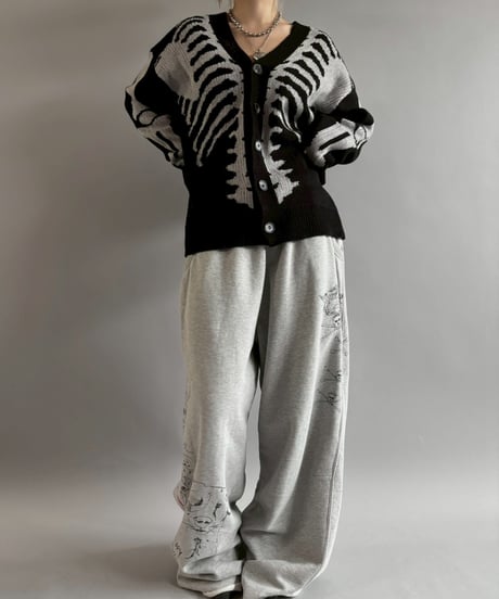 【USED】 Skeleton Print Cardigan /251101-007