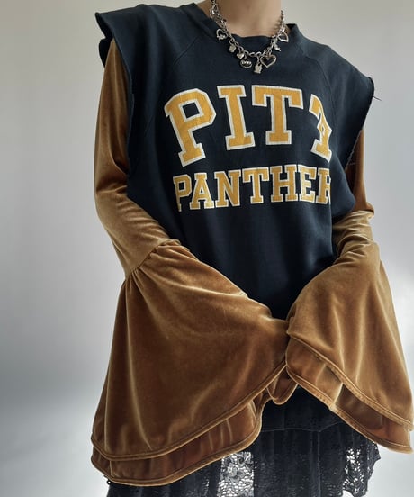 【USED】  PITT PANTHERS Cut Off N/S Sweat Top /250111-016