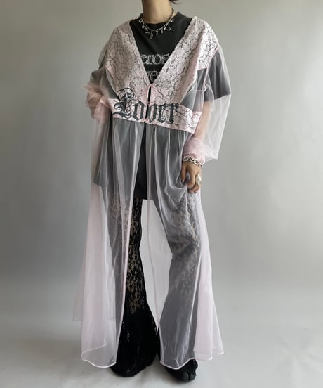 【USED】 Lace Patterned Sheer Long One-Piece/241006-018