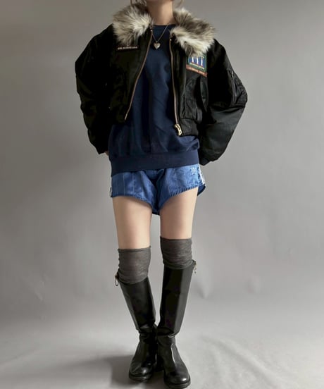 【RE;CIRCLE】  RE MA-1 Patched Fur Collar Short Jacket Black/ 251120-006