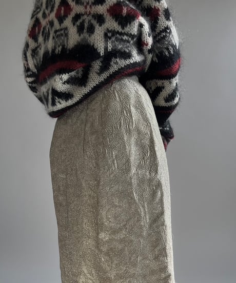【USED】 Patterned Lame Long Skirt /241228-007
