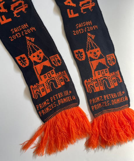 【USED】 Knit Soccer Muffler Orange × Black / 230206-029