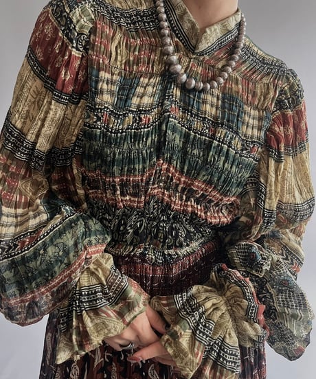 【RE;CIRCLE】 RE Indian Cotton Balloon Sleeved One-piece / 240912-006