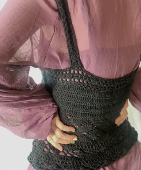 【USED】 N/S Crochet Knit Top/210407-001