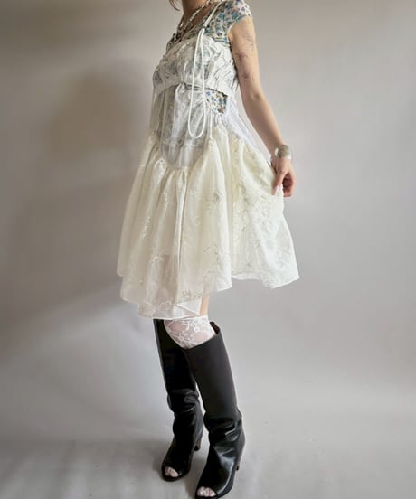 【RE;CIRCLE】RE Crochet Lace Patch work Camisole One-Piece Middle/250731-009