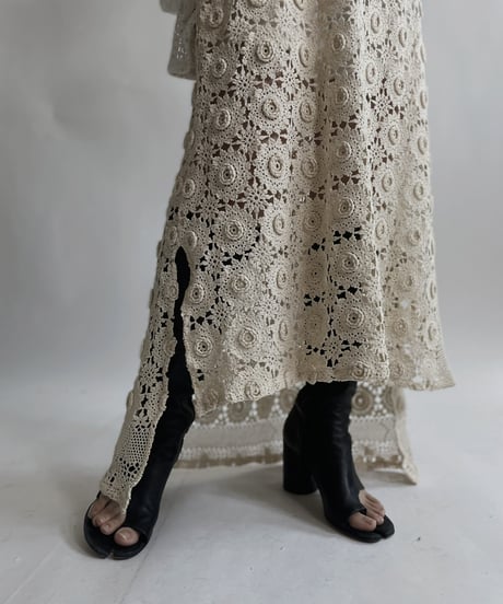 【RE;CIRCLE】 RE Crochet Lace Open Collar One-piece / 220427-033