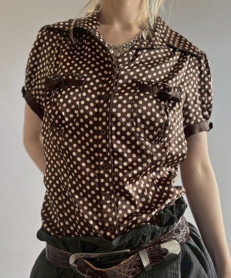 【USED】 Dot Pattern Puff Sleeves Blouse / 2560613-027