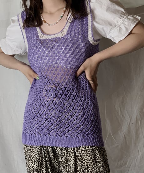 【USED】 No Sleeve Crochet Knit /210421-039