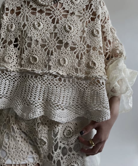【RE;CIRCLE】 RE Crochet Lace Patchwork Tops / 220427-021