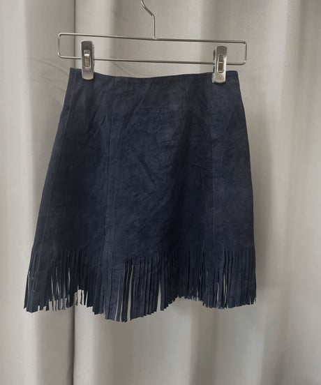 【USED】 Suede Leather Skirt Navy / 230304-008