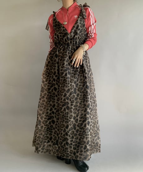 【USED】  Leopard Patterned Camisole Long One-Piece /241116-007
