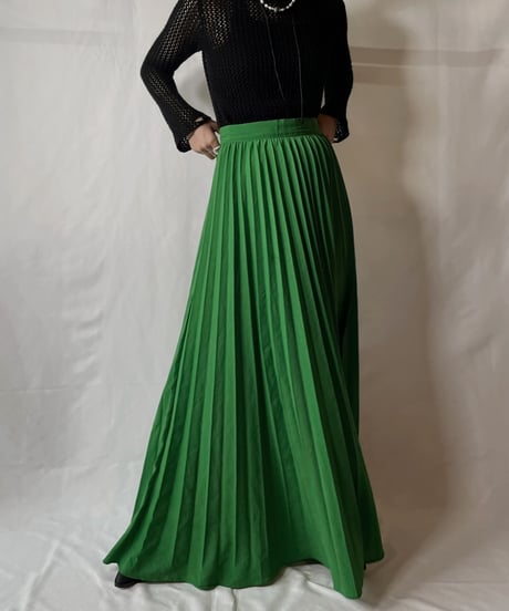 【USED】 Poly Long Pleats Skirt①/20210819-005