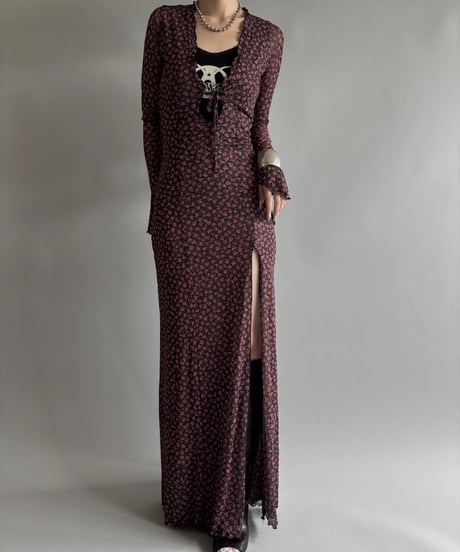 【USED】 MADE in USA flower pattern sheer One-Piece  /250920-015