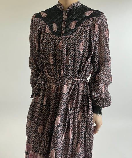 【USED】  Paisley Pattern Lame Long One-Piece /250301-017