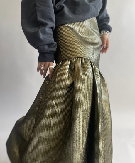 【USED】 Dead Stock BCBG MAXAZARIA Gold Lame Skirt/ 241006-011
