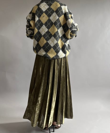 【USED】 100% ORLON ACRYLIC Argyle Knit Top/241207-007
