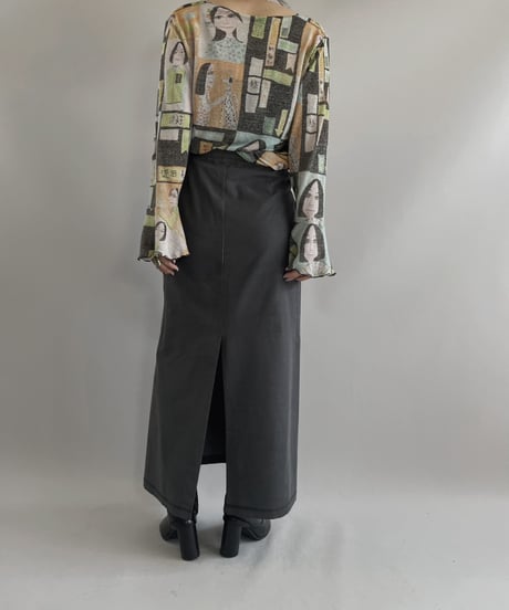 【USED】 Patterned L/S Power Net Top/ 231021-013