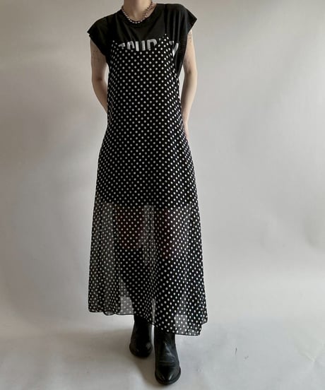 【USED】 Dot Pattern Camisole Long One-Piece  / 250628-008