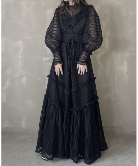 【USED】  See-through Lace L/S One-piece/220220-001