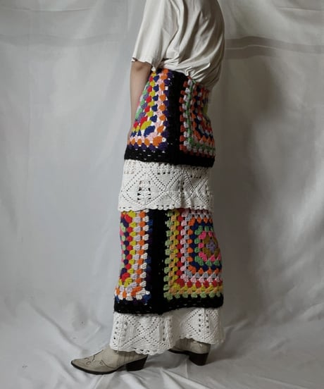 【RE;CIRCLE】 RE Granny Knit×Lace Long Skirt②/210917-007