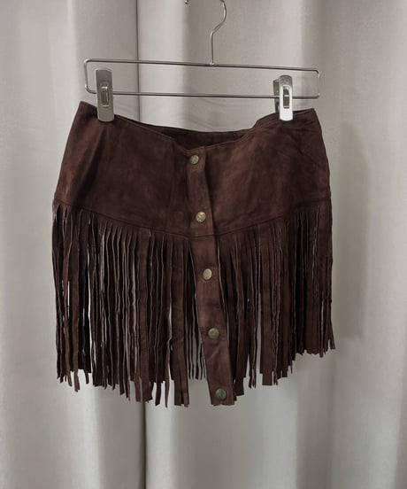 【USED】 Suede Leather Skirt Brown / 230304-011
