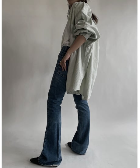 【RE;CIRCLE】 RE Collarless Striped Shirt / 220609-013
