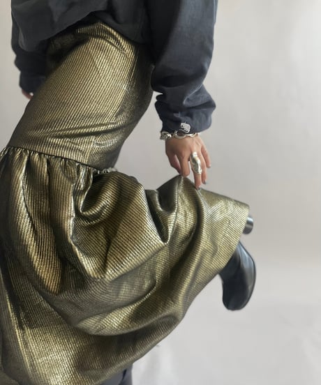 【USED】 Dead Stock BCBG MAXAZARIA Gold Lame Skirt/ 241006-011