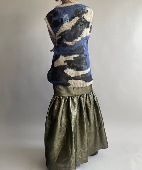 【USED】 Dead Stock BCBG MAXAZARIA Gold Lame Skirt/ 241006-011