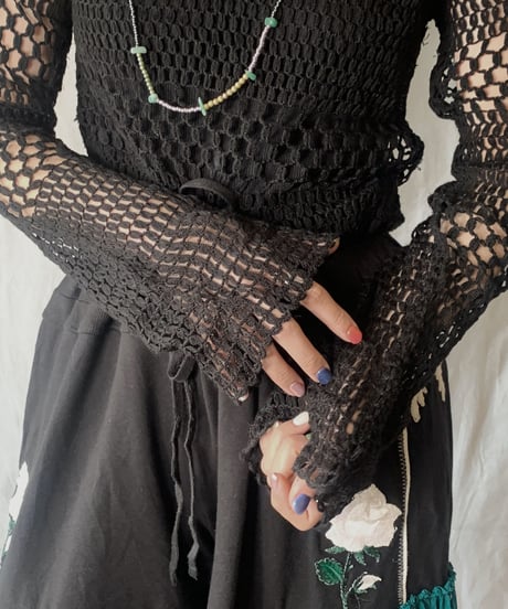 【USED】  L/S Crochet Knit Top/210407-008