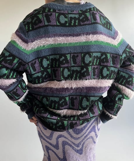 【USED】 HEAVEN Patterned Lame Knit Cardigan /250104-022