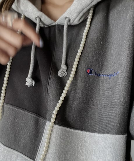 【USED】   Champion Reverse Weave Patch Work Hoodie/211007-031