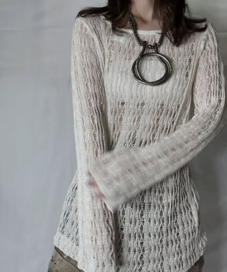 【USED】  Crochet Knit L/S Top ⑤/211014-039