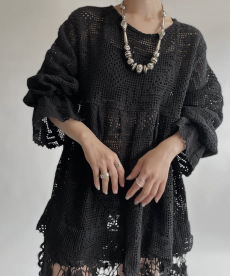【RE;CIRCLE】 RE Crochet Black Lace One-piece / 220728-021