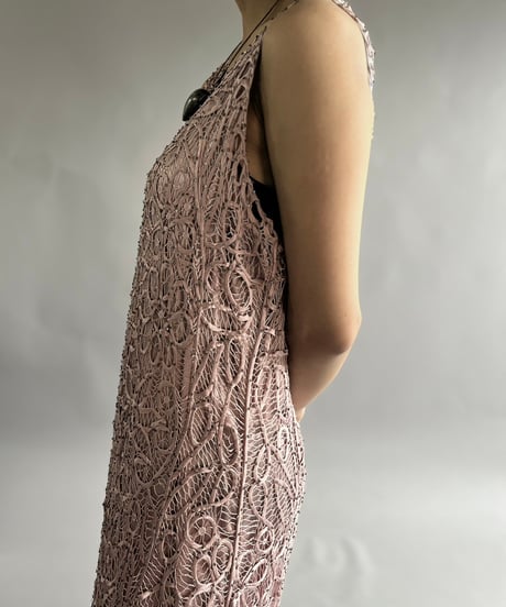 【USED】 Flower Patterned Lame Long One-Piece /241207-020