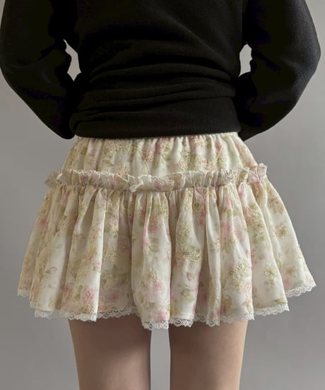 【USED】 Flower Pattern Frill Mini Skirt / 251115-009
