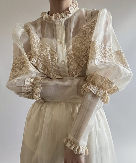 【USED】 Sheer Sleeve Design Shirt  / 250628-026