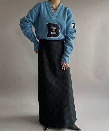 【USED】 Made in USA Check Patterned Long Skirt/24203-004