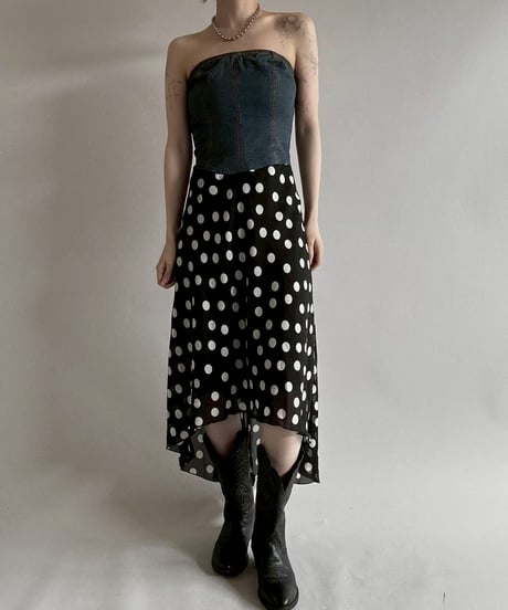 【USED】 Dot Pattern Denim One-Piece  / 250628-023