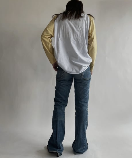 【USED】 Raglan T-shirt Yellow-white / 220618-003