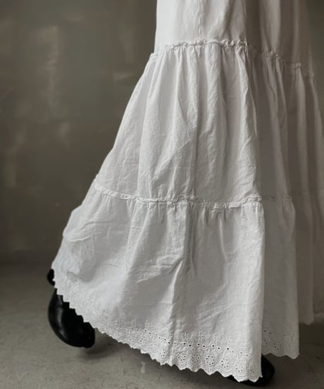 【USED】  White Cotton Long Skirt/220220-043