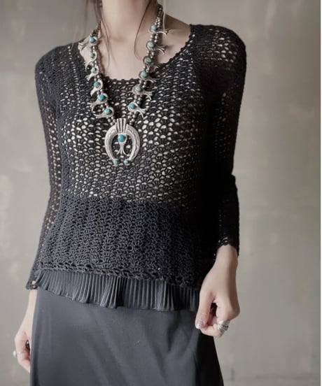 【USED】　Crochet Knit L/S Top/ 220220-026