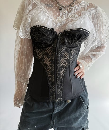 【USED】 Lace Pattern  Corset Top  /250322-033