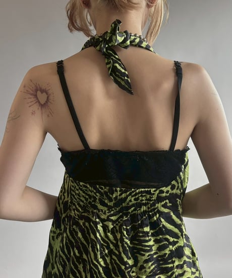 【USED】 GANNI Zebra Pattern Halter Neck One-Piece  /251004-027