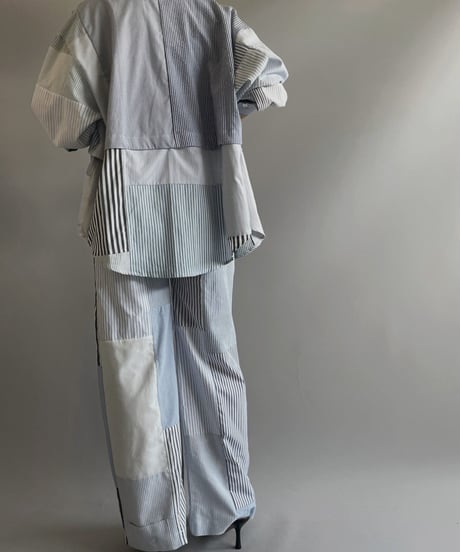 【RE;CIRCLE】 RE Patchwork Strip Shirt / 230824-003