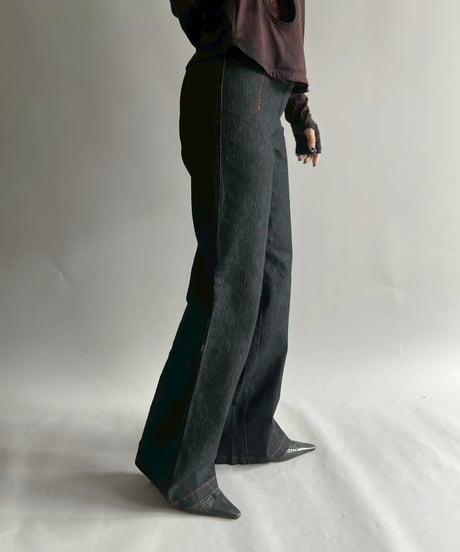 【USED】  Cop.Copine Stitch Design Stretch Flare Denim Pants / 251014-039