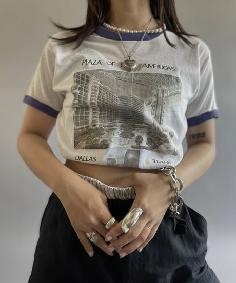 【USED】 Made in USA 80's Health Knit Ringer T-Shirt  /240629-029
